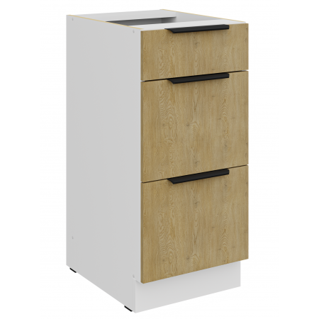 Szafka kuchenna z szufladami 40 cm CREMA dąb cremona / biały mat 40 D 3S BB